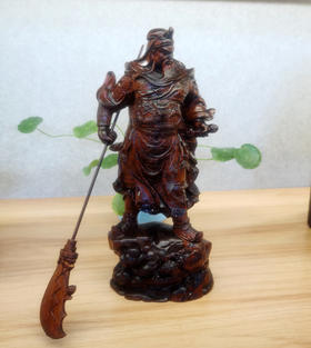 20cm关公°做旧黄杨木摆件