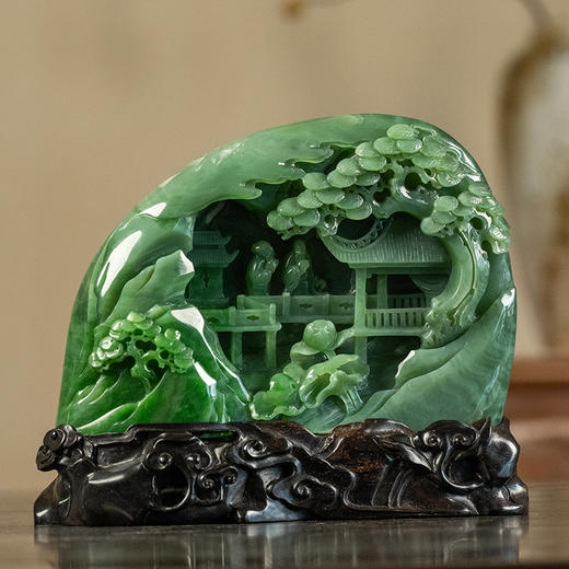 碧玉雕山水人物山子摆件 商品图0