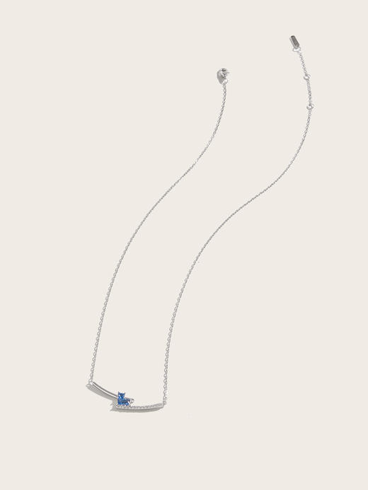 【品牌授权】LACLOCHE纯银镀白金蓝宝廊桥项链 白金色 925银 商品图1