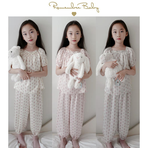 现货 / AESTHETIC | 浪漫小玫瑰丝滑清凉小套装 亲子款  三色入 商品图0