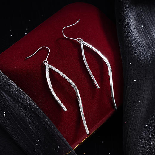 子佩集S925银【凌舞】耳环【Z13557】纯银时尚几何线条2405 商品图1