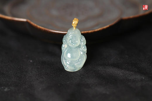 天然翡翠【财神】吊坠 镶嵌：18k 金扣 商品图0