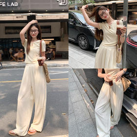 <曾小咸推荐>【夏日悸动】浅黄色T恤+休闲裤+半身裙