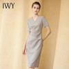 IWY/灰色短袖连衣裙女高级气质通勤西装裙高级干练感教师商务正装242036Q1 商品缩略图1