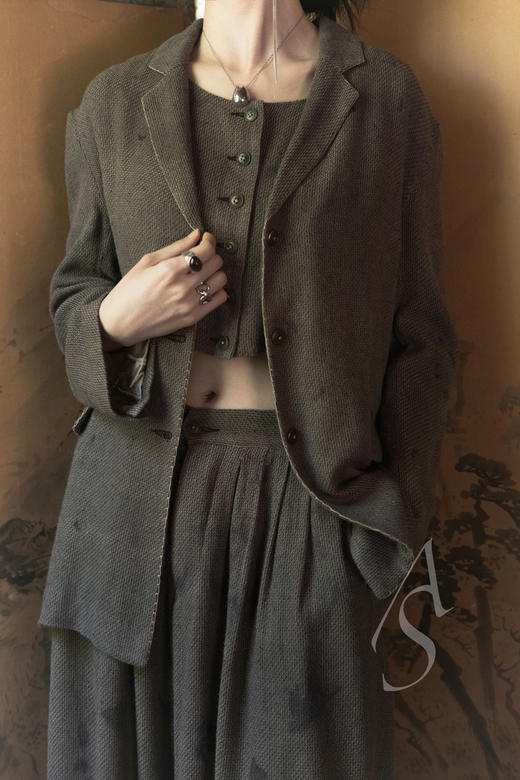 Mutedance  灰棕色柞丝西装外套 商品图0