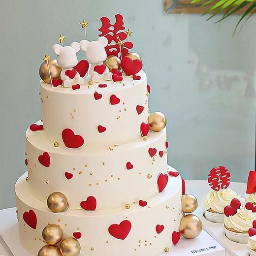 【订婚之囍三层创意蛋糕】 商品图0