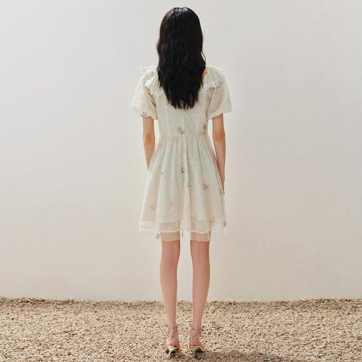 复古风荷叶边仙美连衣裙短款裙 商品图4