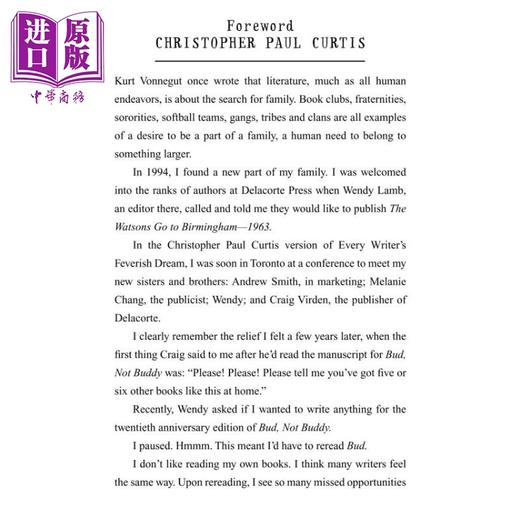 【中商原版】纽伯瑞：我叫巴德,不叫巴弟 纽伯瑞金奖 Bud, not Buddy 获奖作品 儿童文学故事插图小说 平装 英文原版 7-12岁 商品图2