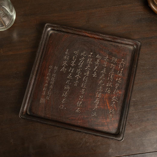 清 红木诗文呈盘 商品图1