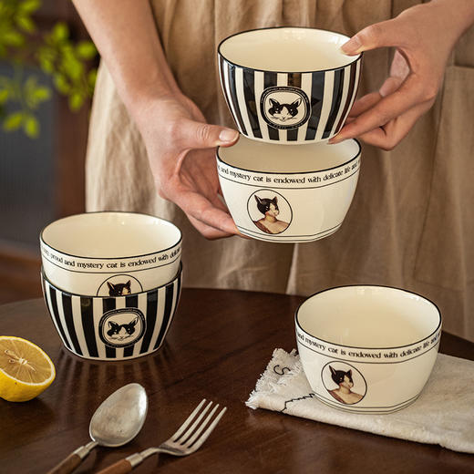 摩登主妇&赫本猫 陶瓷米饭碗家用2024新款高颜值餐具礼盒套装 商品图2
