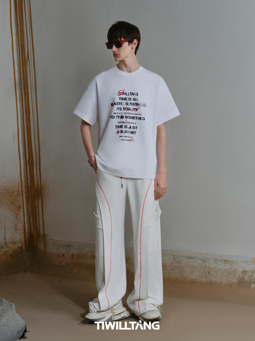 TIWILLTANG启世录“雾语烟晴”雾感文字印花短袖 商品图3