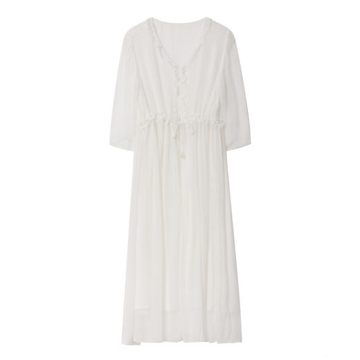 ASE真丝连衣裙女夏季2024新款高端轻奢气质纯色调节腰度假真丝连衣裙 商品图4