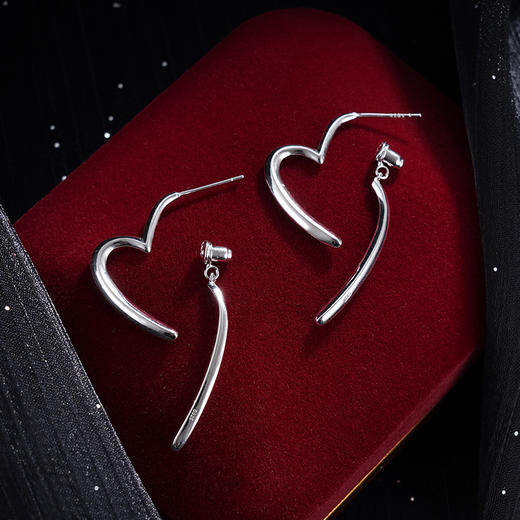 子佩集S925银【心巧】耳钉【Y-51711】纯银时尚几何爱心扣环耳圈2405 商品图2