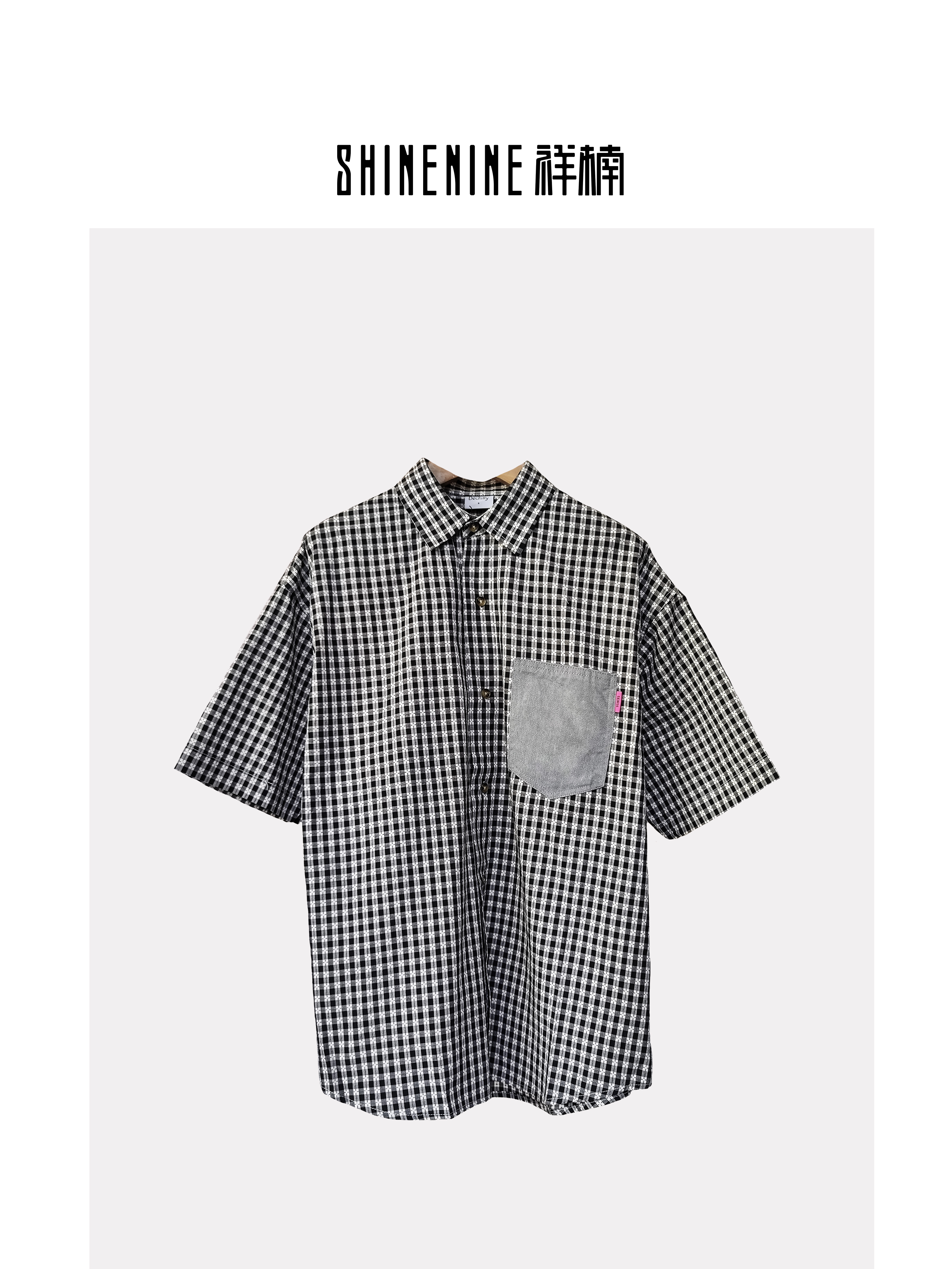 424022177格纹短袖衬衫
