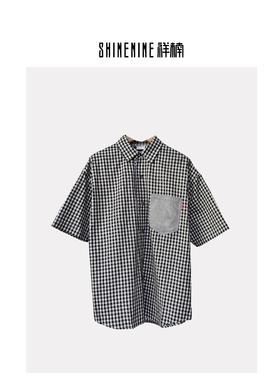 424022177格纹短袖衬衫