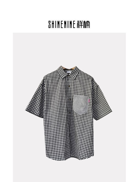 424022177格纹短袖衬衫 商品图0