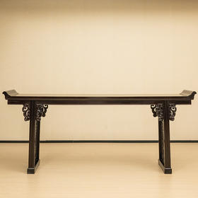 红木夹头榫透雕螭龙纹翘头案