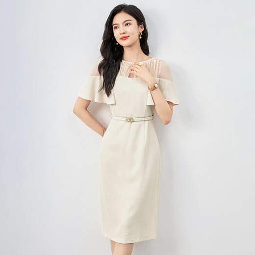 气质高级感荷叶边袖，拼接修身显瘦连衣裙WLZD- 2419212 商品图2
