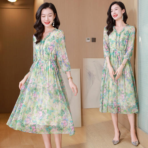 ASE重磅真丝2024年夏季新款高端设计感度假海边风调节腰连衣裙女 商品图1