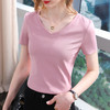 短袖t恤女新款女装简约v领棉体恤纯色大码收腰上衣CN94 29166 WX-171 商品缩略图3
