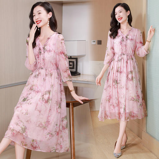 ASE重磅真丝2024年夏季新款高端设计感度假海边风调节腰连衣裙女 商品图0