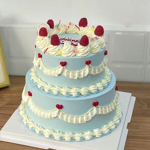 【简约时尚花边双层创意蛋糕】 商品图0