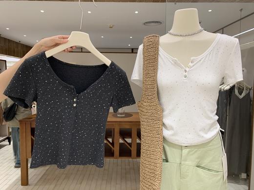 【门店同款】ENJOY夏季韩系细闪V领小衫 157994461 商品图0