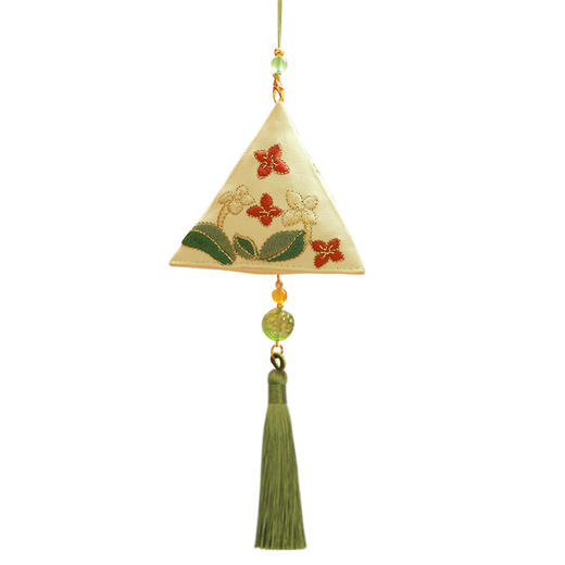 【端午养生香包】刺绣挂脖香囊 端午节艾叶三角香包 可爱熊猫绿竹香囊 商品图4