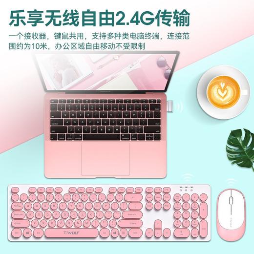 【无线轻薄，时尚美感】2023T-WOLF无线套装键盘鼠标，它静音打字,带有数字键提示灯,全面兼容,美感来袭。既适合办公人士，也适合学生，让你的生活更加便捷。 商品图0