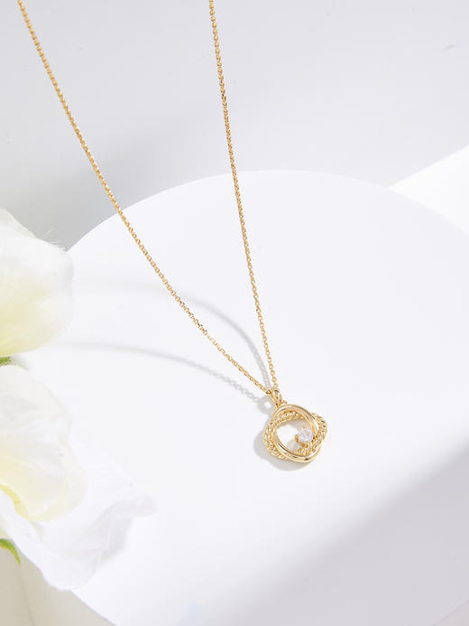 【品牌授权】LACLOCHE纯银镀金星环项链 颜色：14K黄； 材质：925银 商品图3