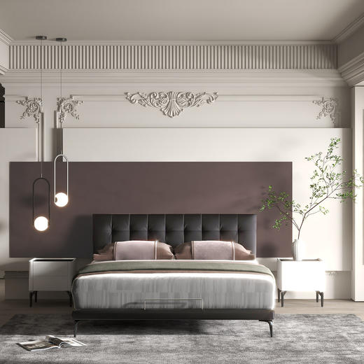 顾家家居整装 意式极简 皮艺软床 KZ.B1052 棋梦 商品图1