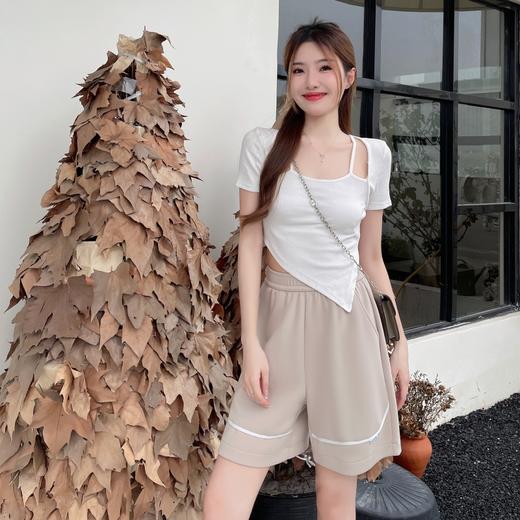 【奶油空气棉运动短裤】女夏韩版纯色休闲宽松高腰显瘦阔腿裤百搭热裤 商品图2