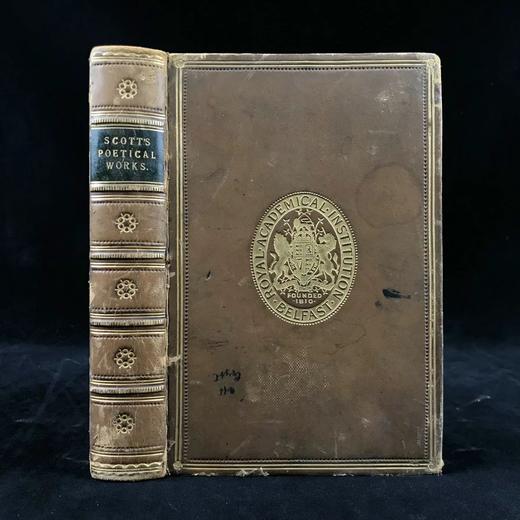 约19世纪后期 司各特诗集 7幅插图 全真皮精装32开 商品图0