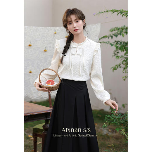 鹿向南《棠梨煎雪》时尚气质法式衬衫通勤绝美简约早春衬衣女L33887 商品图3