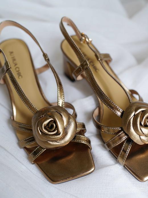 夏季优雅清爽手工编制山茶花凉鞋单鞋｜时髦百搭 优雅大气 耐穿好打理；柔软不磨脚；6.5cm粗跟跟高行走如履平地；时髦优雅一夏！ 商品图5