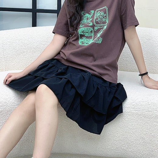 【加大码纯色T恤+蛋糕短裙两件套】130-320斤女装上衣 夏季微胖可爱甜美少女风  商品图13