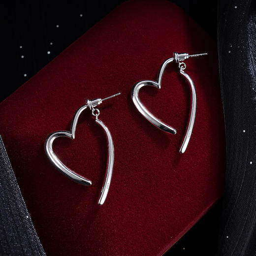 子佩集S925银【心巧】耳钉【Y-51711】纯银时尚几何爱心扣环耳圈2405 商品图0