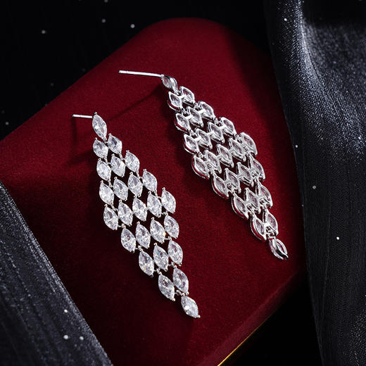 子佩集S925银【浮光】耳钉【Y-7140201】纯银时尚几何菱形锆石2405 商品图2