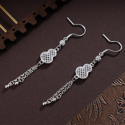 子佩集S990银【婉福】耳环【MXEH015】纯银花丝葫芦流苏2405 商品图2
