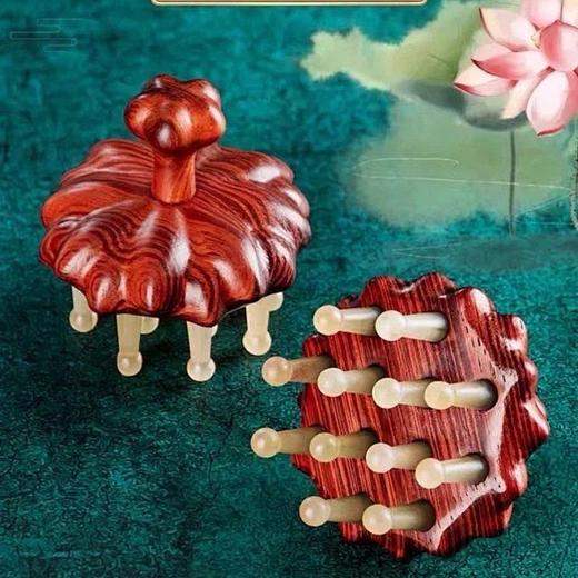 【超舒服的小物件】常州非遗梳篦邢粮木艺紫檀木材质+绵羊角经络按摩木梳养发头疗，按摩梳，更舒适～ 商品图2