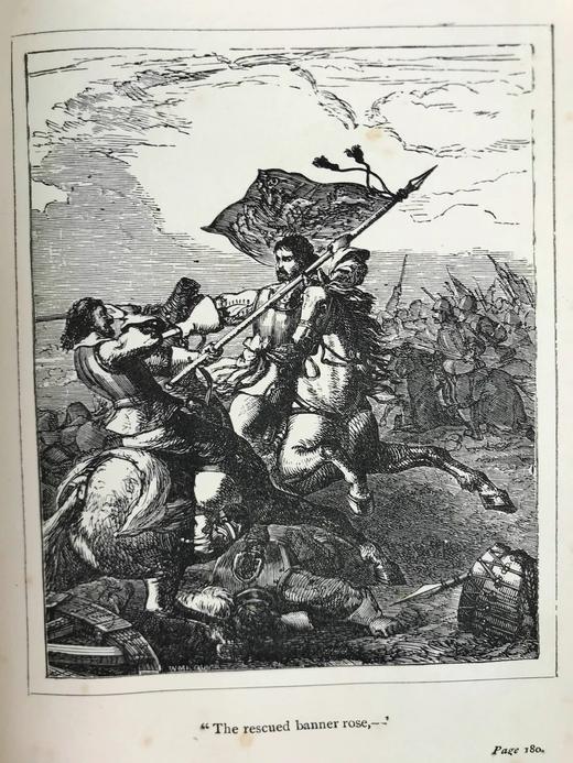 约19世纪后期 司各特诗集 7幅插图 全真皮精装32开 商品图7