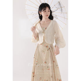 鹿向南【山茶月下】新中式国风吊带连衣裙开衫外套QYM001475