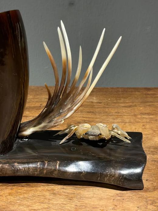 牛角巧雕案头笔筒摆件，顺丰包邮 商品图4