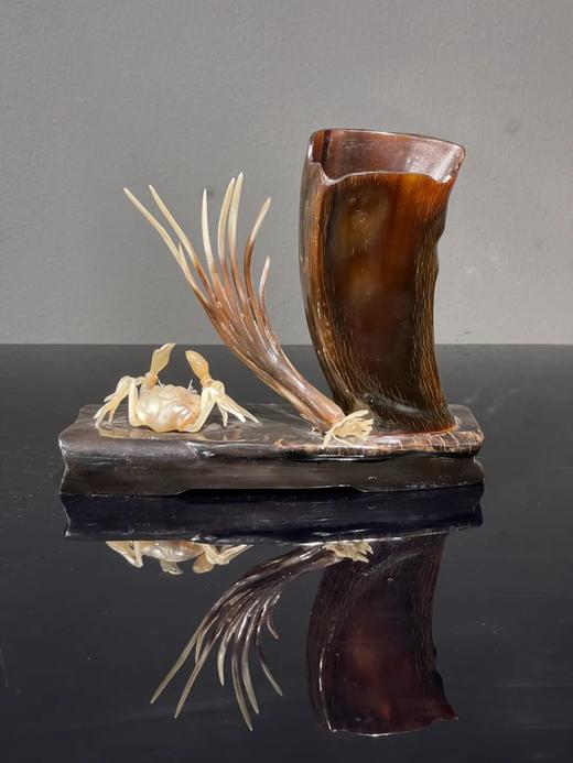 牛角巧雕案头笔筒摆件，顺丰包邮 商品图8