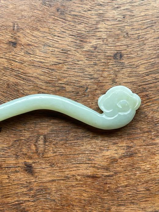 白玉雕如意云头波浪形发簪，顺丰包邮 商品图2