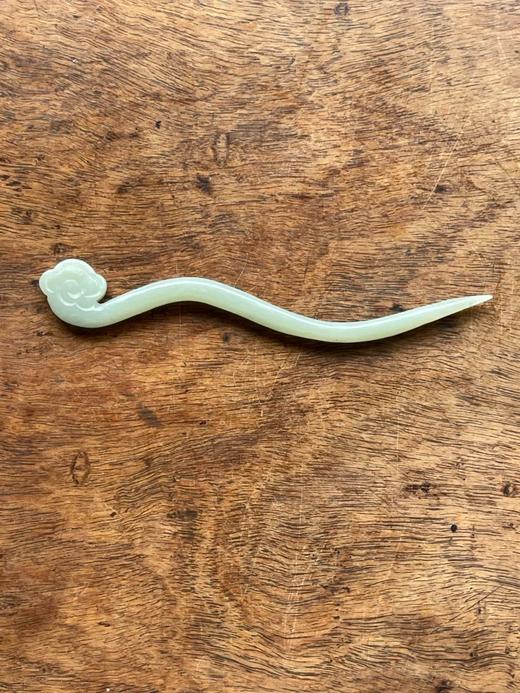 白玉雕如意云头波浪形发簪，顺丰包邮 商品图9