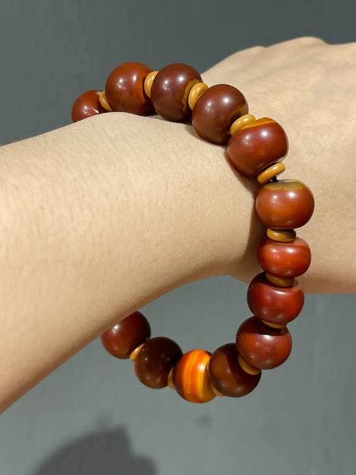 战国红双色玛瑙鼓珠手链，顺丰包邮 商品图3