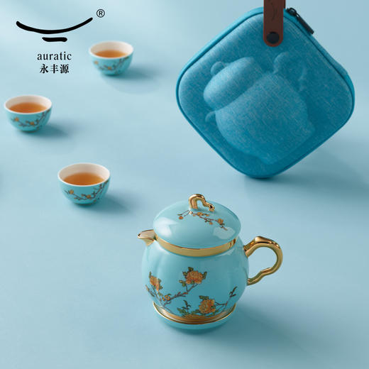 永丰源夫人瓷西湖蓝7头旅行茶具套装户外露营便携式包随身快客杯 商品图2