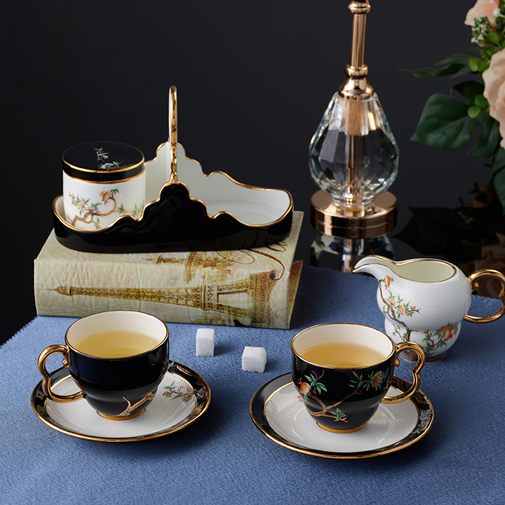 永丰源 夫人瓷石榴家园 陶瓷杯8头咖啡杯碟套装 下午茶杯碟礼盒装