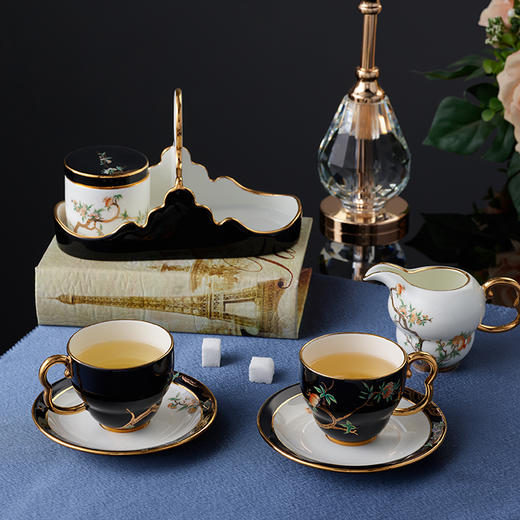 永丰源 夫人瓷石榴家园 陶瓷杯8头咖啡杯碟套装 下午茶杯碟礼盒装 商品图0